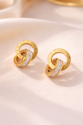 Gold Crystal Double Circle Earrings
