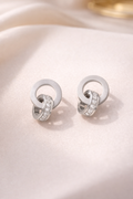 Silver Crystal Double Circle Earrings