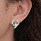 Silver Crystal Double Circle Earrings