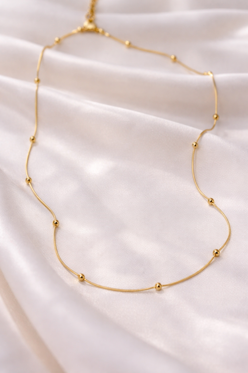 Gold Beads Steel Plated Necklace