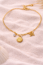 Gold Shell Zircon Anklet